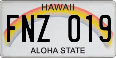 HI license plate FNZ019