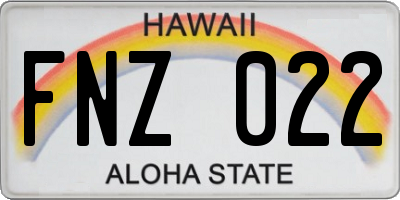 HI license plate FNZ022