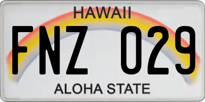 HI license plate FNZ029