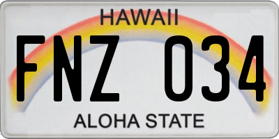 HI license plate FNZ034