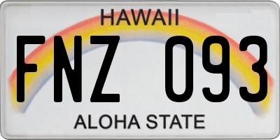 HI license plate FNZ093