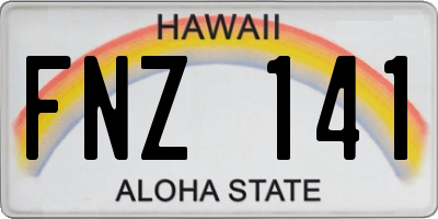 HI license plate FNZ141