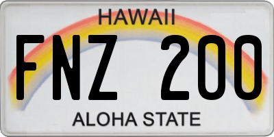 HI license plate FNZ200
