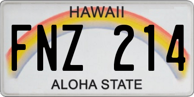 HI license plate FNZ214