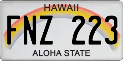 HI license plate FNZ223