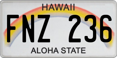 HI license plate FNZ236