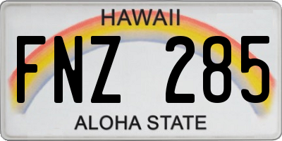 HI license plate FNZ285