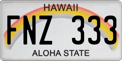 HI license plate FNZ333