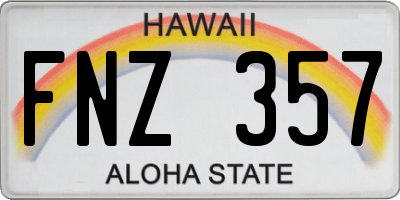 HI license plate FNZ357