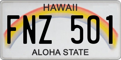 HI license plate FNZ501