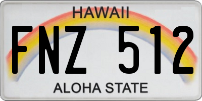 HI license plate FNZ512