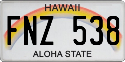 HI license plate FNZ538