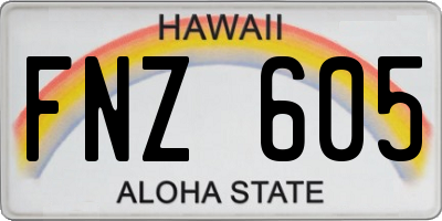 HI license plate FNZ605