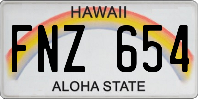 HI license plate FNZ654