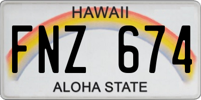 HI license plate FNZ674