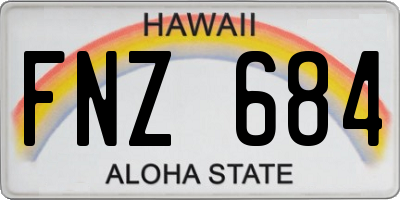 HI license plate FNZ684