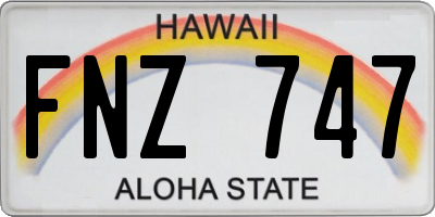 HI license plate FNZ747