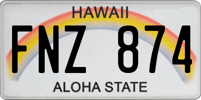 HI license plate FNZ874