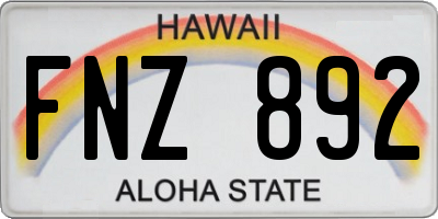 HI license plate FNZ892