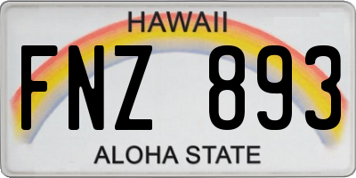 HI license plate FNZ893
