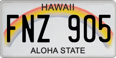 HI license plate FNZ905