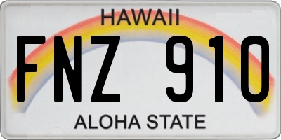 HI license plate FNZ910