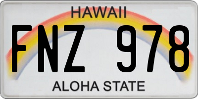 HI license plate FNZ978