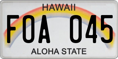 HI license plate FOA045