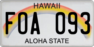 HI license plate FOA093