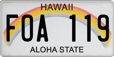 HI license plate FOA119