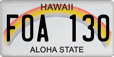 HI license plate FOA130