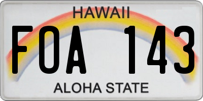 HI license plate FOA143
