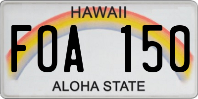 HI license plate FOA150