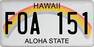 HI license plate FOA151