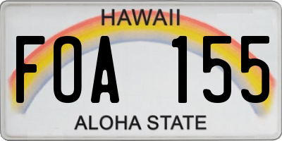 HI license plate FOA155