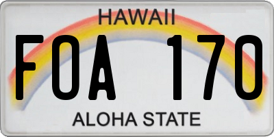 HI license plate FOA170