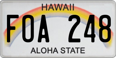 HI license plate FOA248