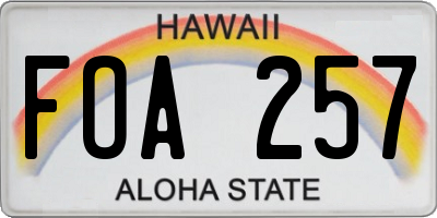 HI license plate FOA257