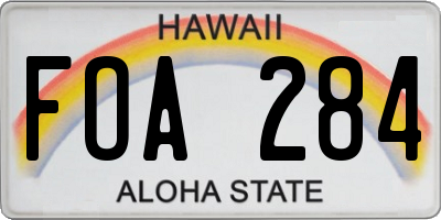 HI license plate FOA284