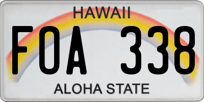 HI license plate FOA338