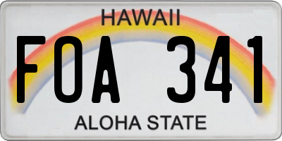 HI license plate FOA341