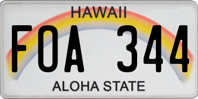 HI license plate FOA344