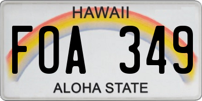 HI license plate FOA349