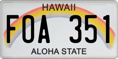 HI license plate FOA351