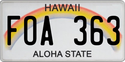 HI license plate FOA363