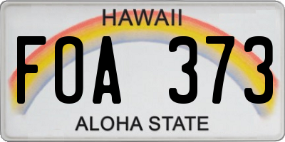 HI license plate FOA373