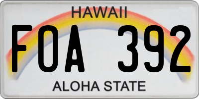 HI license plate FOA392
