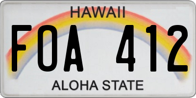 HI license plate FOA412