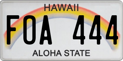 HI license plate FOA444