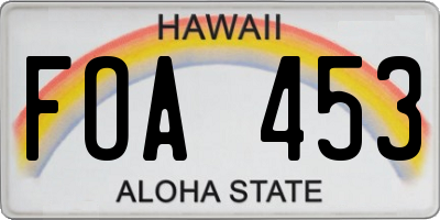 HI license plate FOA453